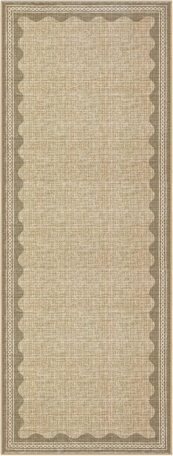 GarveeHome 2x6 Runner Rug for Hallway Washable Kitchen Rugs Non Slip Solid Tan - Image 5