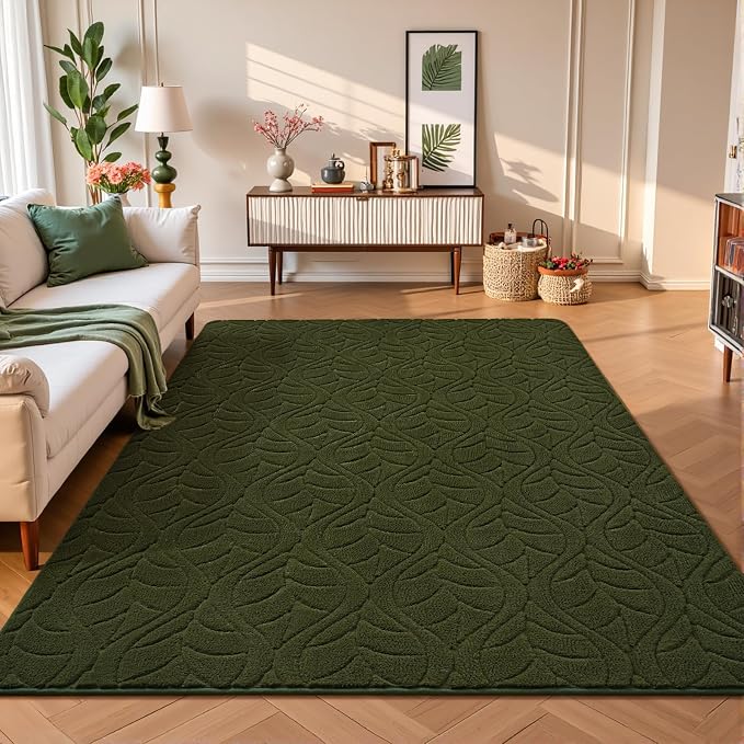 4x6 Olive Green Washable Area Rug by VisittheFlagover
