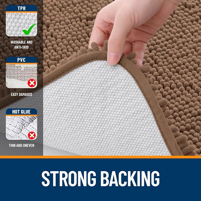 OLANLY Toilet Rugs U-Shaped 24x24, Extra Soft Absorbent Chenille Contour - Image 6