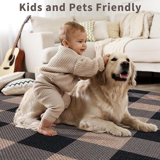 Tangsoo Checkered Easy Jute Rug 5x7 Large Washable Area Rug - Image 8