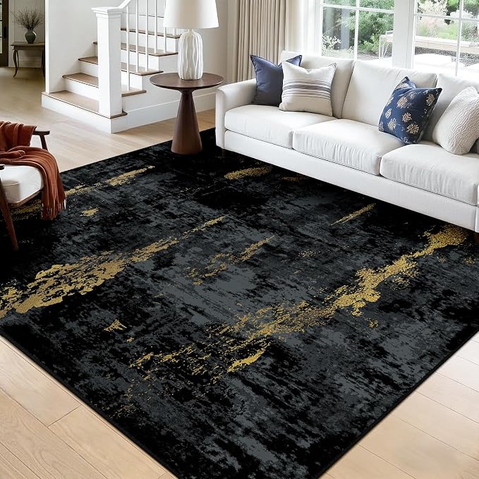 RELEANY Washable Area Rugs Square 9ft Non-Slip Modern Abstract Soft by RELEANY