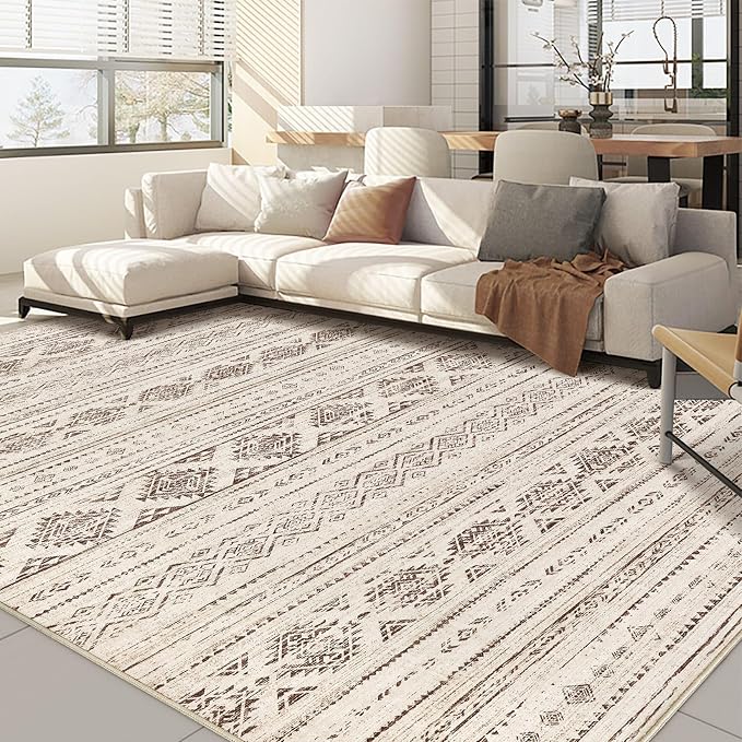 Nakagishi 9x12 Area Rugs Living Room: Washable Boho Large Neutral Soft by NakagishiAreaRug