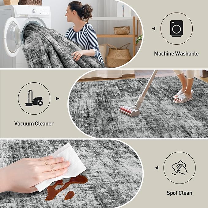8x10 Area Rugs Washable Rug: Modern Abstract Living Room Rug Soft Anti-Skid - Image 3