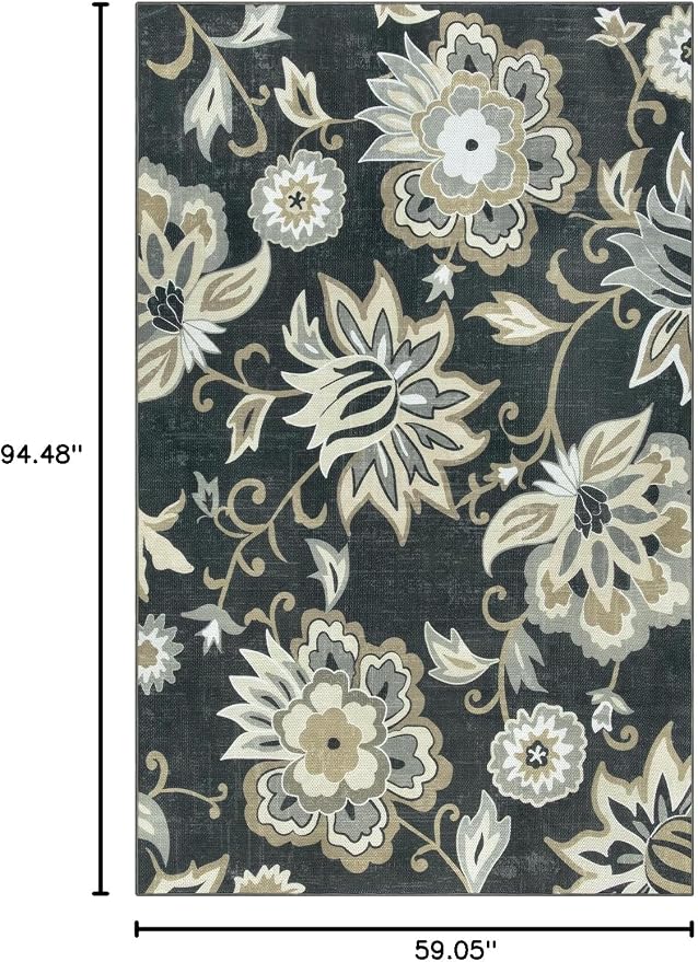 Lahome Floral Indoor Outdoor Rug, 5x8ft Non-Slip Outdoor Patio Rug - Image 2