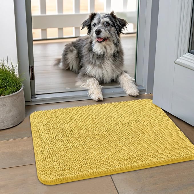 Smiry Dog Door Mat for Muddy Paws 24x16, Absorbent Dirt Trapper, Non-Slip by Smiry
