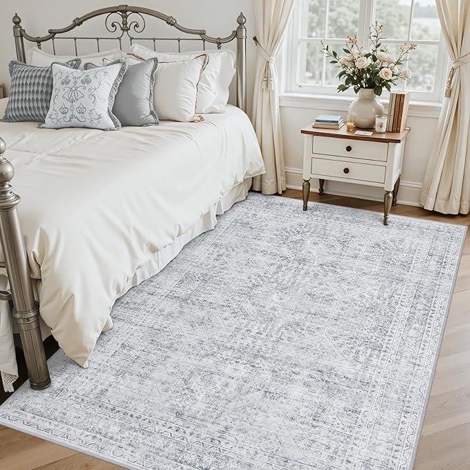 6x9 Area Rugs for Living Room: Vintage Boho Neutral Washable Rug Indoor Soft - Image 2