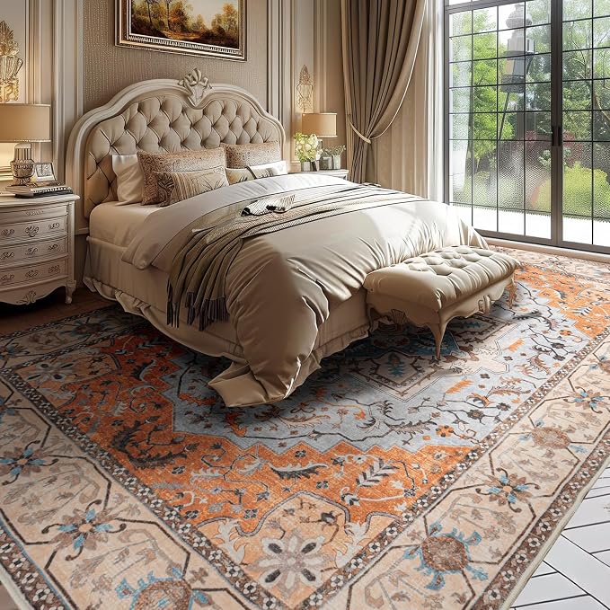 Lessymo 5x7 Area Rugs- Machine Washable Area Rugs, Super Soft Faux-Wool Area Rug - Image 2
