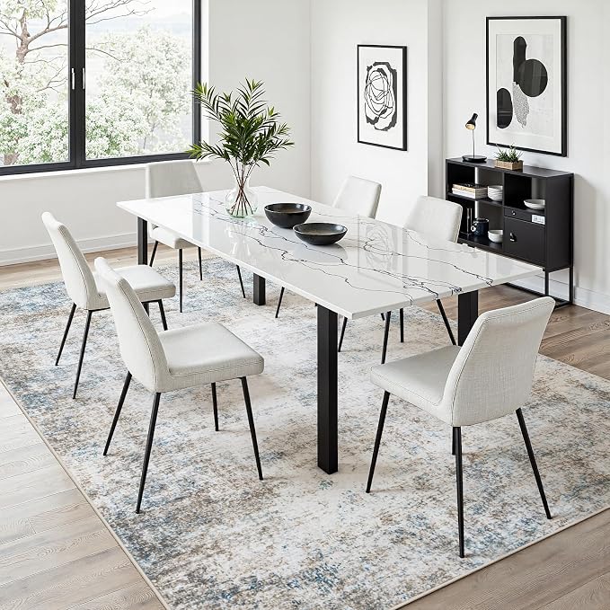Area Rug 5x7 Living Room Rug Washable: No-Slip Abstract Soft Thin Large Brown - Image 5