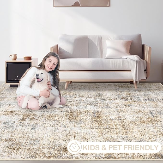 Area Rugs 6x9 Living Room: Washable Rug Modern Abstract Large Rugs Soft Non - Image 5