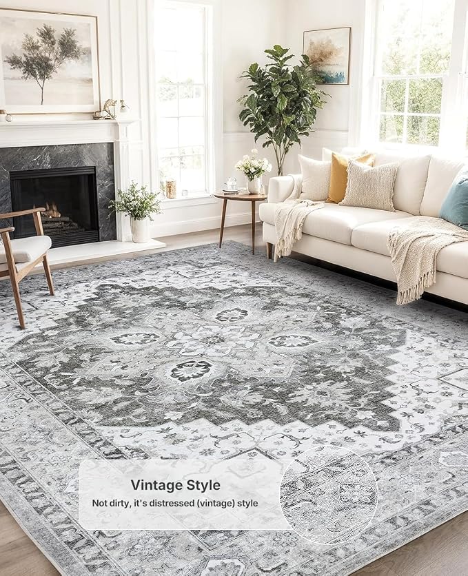 AMADA HOMEFURNISHING 9x12 Area Rugs, Low-Profile Large Washable Area Rug - Image 5