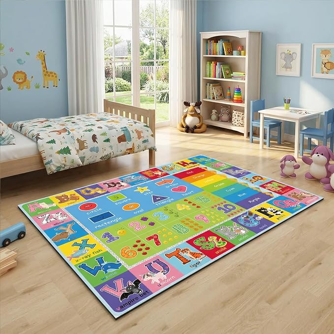 ABC Kids Rug, 78.7" x 59" Alphabet Floor Rug | Roomy alphabet layout, colorful - Image 4