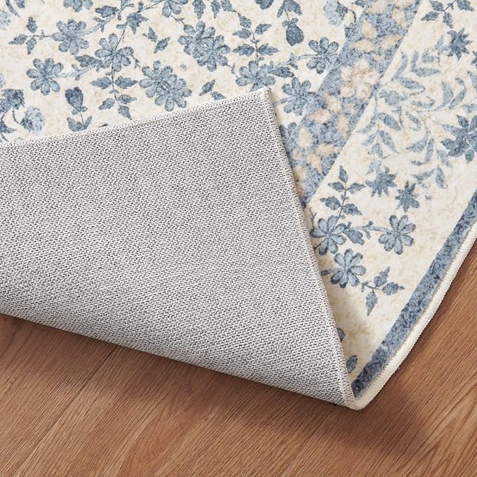 jinchan Zenith Corner Rug 4x4 Area Rug Floral Soft Aesthetic Non-Slip Low Pile - Image 8