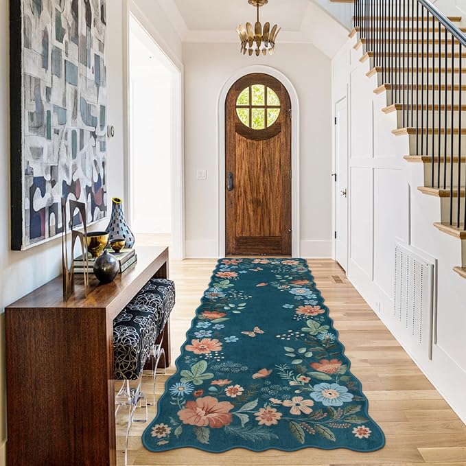 Lahome Floral Kitchen Runner Non-Slip, 2X6 Soft Washable Hallway Runner Rug - Image 3