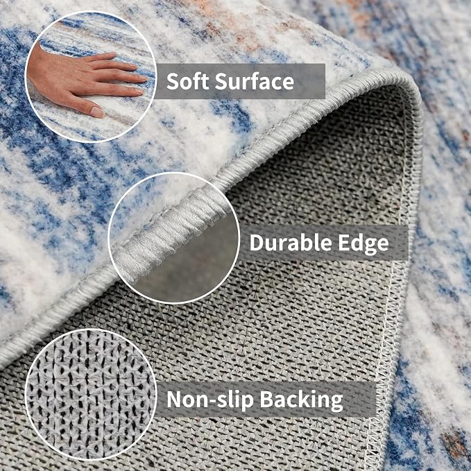 2x7 Washable Runner Rugs for Hallway: Easy-to-Clean Abstract Runners for - Image 5