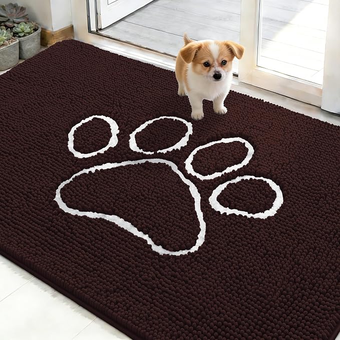 OLANLY Dog Door Mat for Muddy Paws 48x30, Paw Print Design, Absorbs Moisture by OLANLY