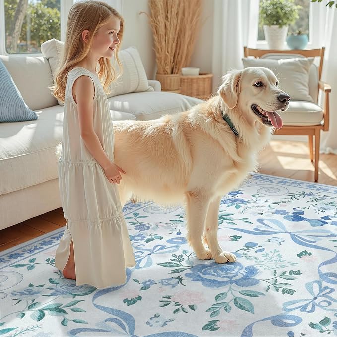 DCX Washable 2x3 Bow Rug, Cute Soft Low Pile Indoor Décor Carpet, Kid & Pet - Image 4
