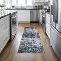 2'x6' Runner Rug Washable Rug: Modern Abstract Soft Thin Runner Rug Black by FXRHLP