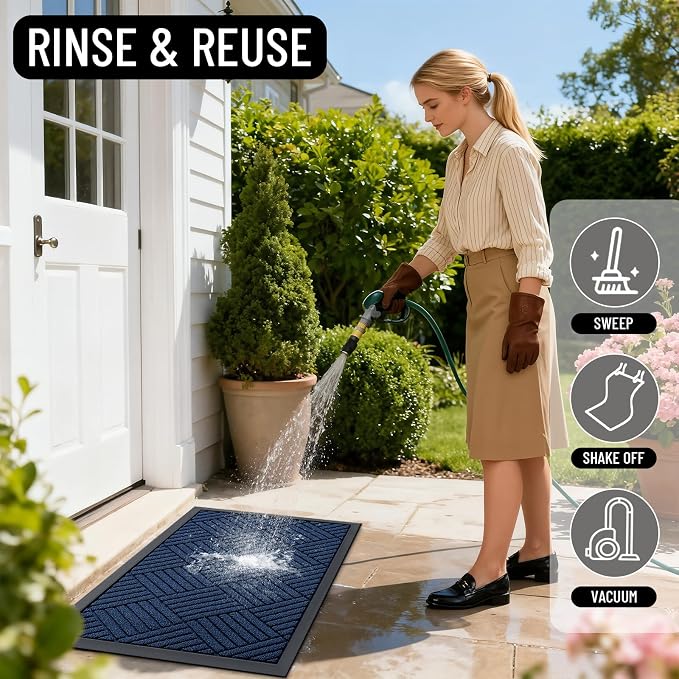OLANLY Front Door Mat Outside Entrance 35x23, Heavy Duty Sturdy Natural Rubber - Image 7