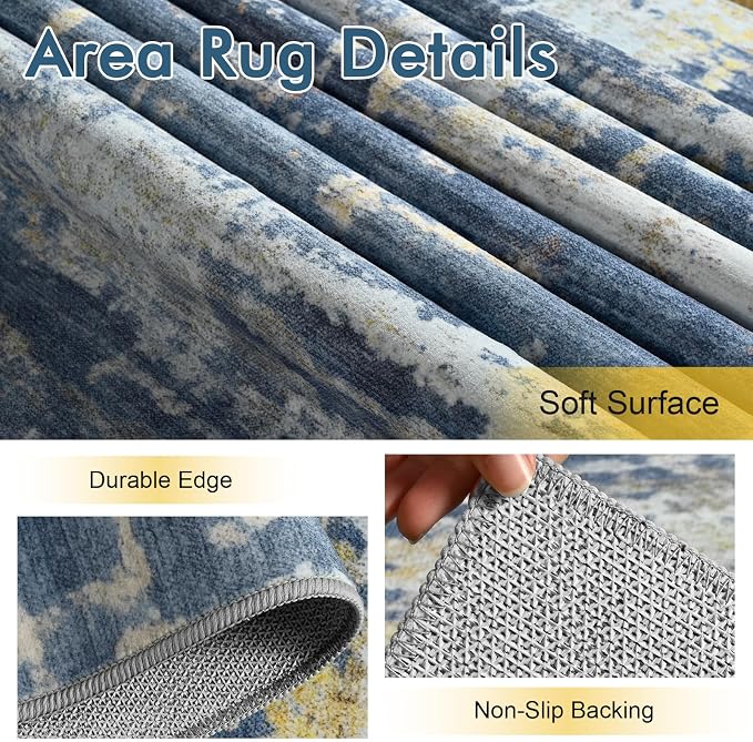 2x6 Ft Washable Runner Rug, Non-Slip Low Pile Hallway Kitchen Area Rug - Image 7