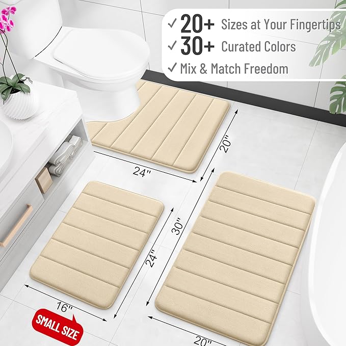 OLANLY Memory Foam Bath Mat 35x16, Super Soft Absorbent Bathroom Rugs, Quick Dry - Image 2