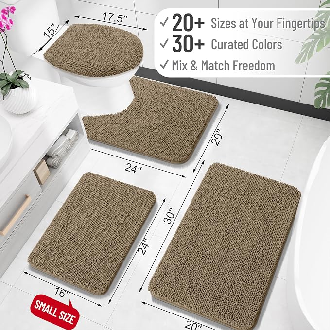 OLANLY Bathroom Rugs 34x21, Extra Soft Absorbent Chenille Bath Rugs, Rubber - Image 2