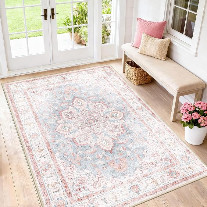 CAPALOCA Machine Washable Rugs Nursery Rug 4x6 Cute Girl Non Slip Low Pile - Image 3