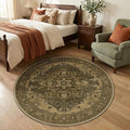 RELEANY Area Rugs Round 4ft Washable Non-Slip, Floral Vintage Distress by RELEANY