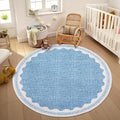 GarveeHome Scalloped Blue 4ft Round Rug Washable Non-Slip Soft Ultra-Thin Small by GarveeHome