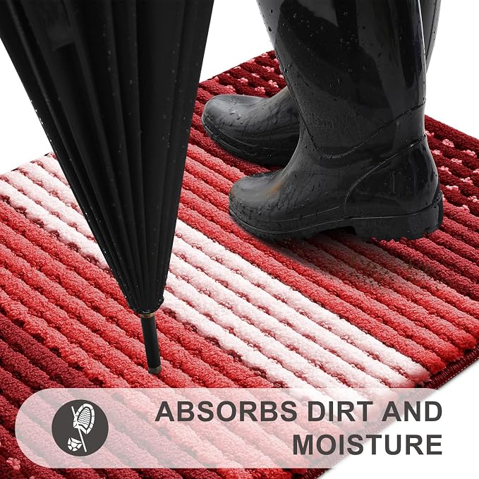Kitinjoy Indoor Outdoor Door Mat, 48x32 Non-Slip Absorbent Dirt Trapper - Image 2