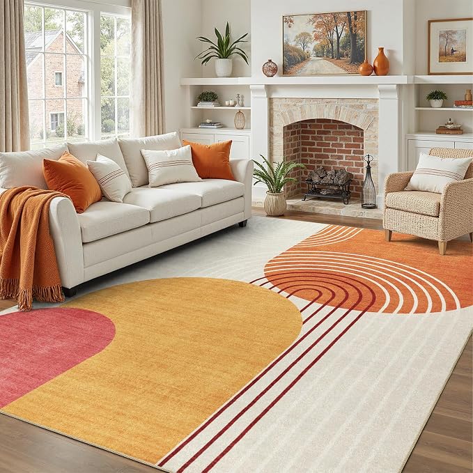 DCX Abstract Machine Washable 10x13 Rug, Mid Century Modern Rug - Image 4