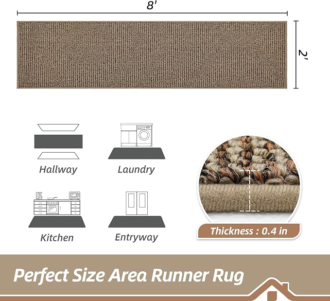 BEQHAUSE Hallway Runner Rugs 2x8, Hallway Rug Non-Slip Washable, Runner Rug - Image 2