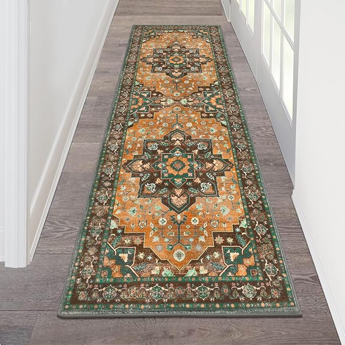 HEBE Hallway Runner Rug 2'x6' Washable Vintage Distressed Area Rugs Non Slip by HEBE