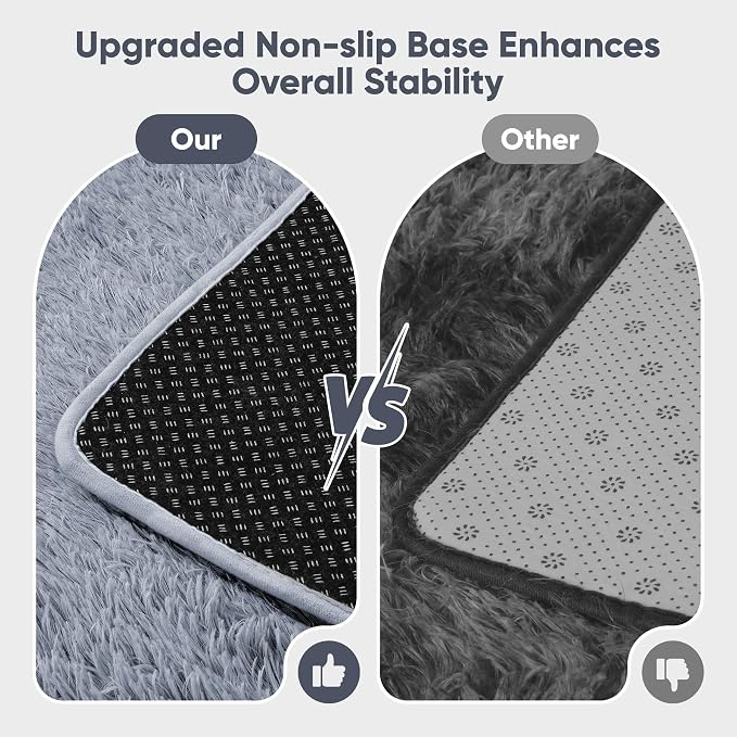 Area Rug for Living Room Bedroom: 4x6 Grey Soft Fluffy Shag Upgrade Non-Slip - Image 6