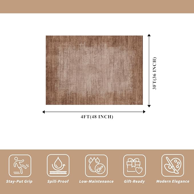 3x4 Washable Entryway Area Rug – Non-Slip Modern Abstract Small Area Rug - Image 2