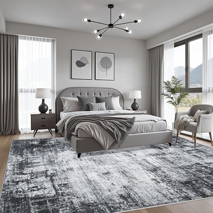 8x10 Area Rug Living Room Rug: Washable Modern Abstract Soft Thin Rug Indoor - Image 4
