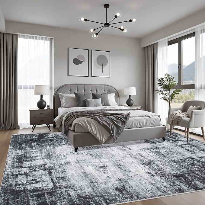 10x12 Area Rug Living Room Rug: Washable Modern Abstract Soft Thin Rug Indoor - Image 3