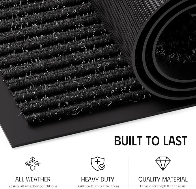 Front Door Mat 35"x23", Heavy Duty Low Profile Door Mat Indoor Entrance - Image 3