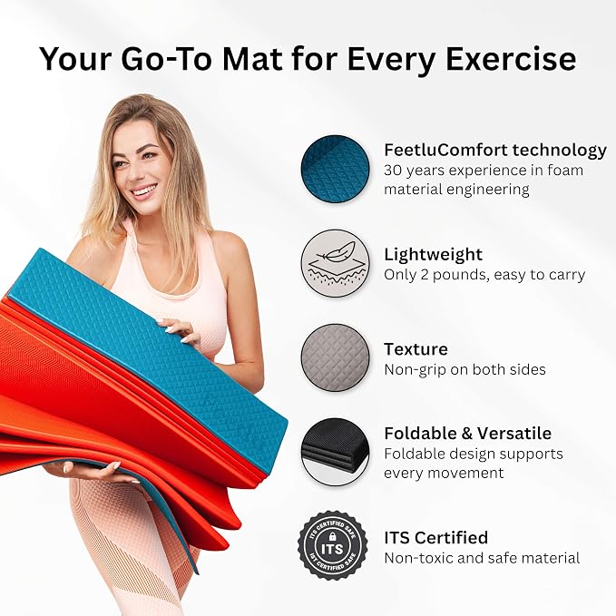 Foldable Yoga Exercise Mat, 6mm/8mm/10mm/12mm Thickness, 72 x 24 Inch - Image 3