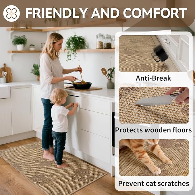 YDKGL Non-Slip Kitchen Mats for Floor, Soft Woven Linen Embroidery Kitchen - Image 3