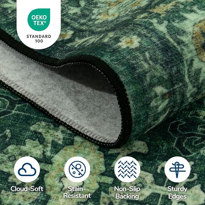 Lessymo Washable Area Rug for Living Room, 8x10 Green Large Rugs - Image 5