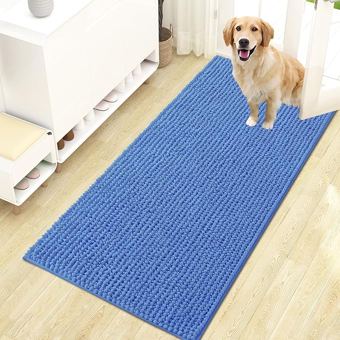 OLANLY Dog Door Mat for Muddy Paws 47x24, Ultra Absorbent Chenille Mud Doormat by OLANLY