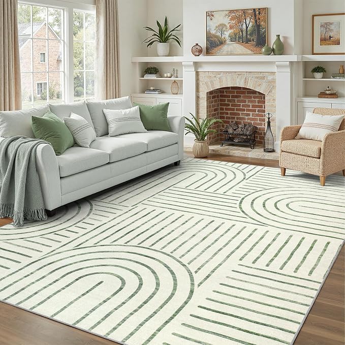 DCX Abstract Machine Washable 6x9 Rug, Sage Green Modern Accent Rug - Image 6