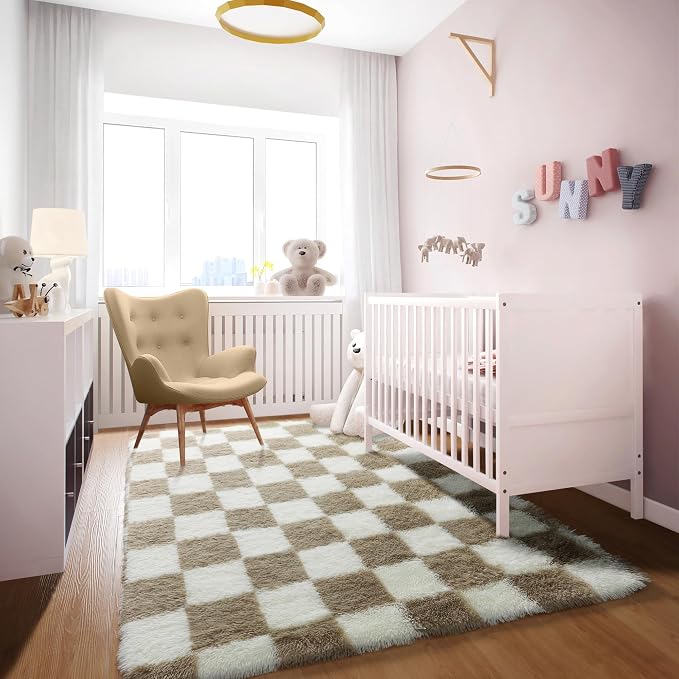 KICMOR Area Rugs for Bedroom Living Room, 4x6 Fluffy Soft Beige and Cream White - Image 5
