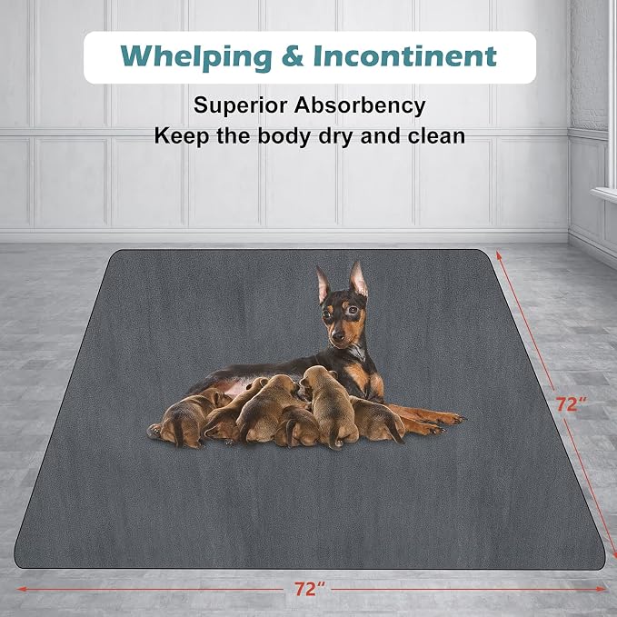 INVENHO Washable Pee Pads for Dogs 72"x72" Reusable Dog Pads Extra Large - Image 6