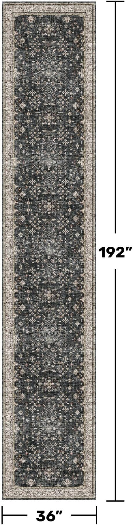 Hazo Haus Black Boho Washable 3x16 Extra Long Runner Rug - Image 2