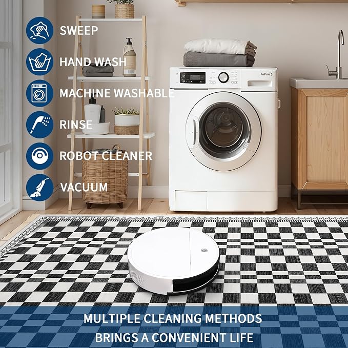 GarveeHome 5x7 Washable Rug for Bedroom Modern Abstract Checkered Carpets - Image 2