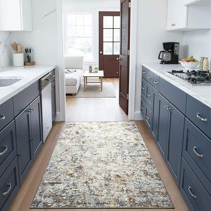 Toneed Abstract Area Rug Modern Washable Rug Soft Non Slip Rug Low Pile - Image 3