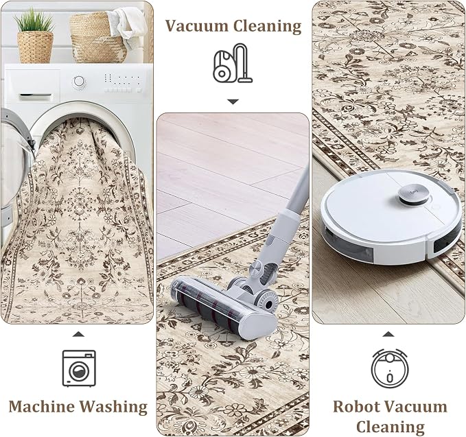 Yamaziot Washable Runner Rug 2x5 – Non Slip Boho Floral Hallway Runner Rug - Image 4