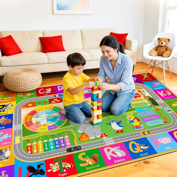 Pionblank Kids Rug for Playroom Classroom, 5x7 Area Rugs Playmat for Learning - Image 4