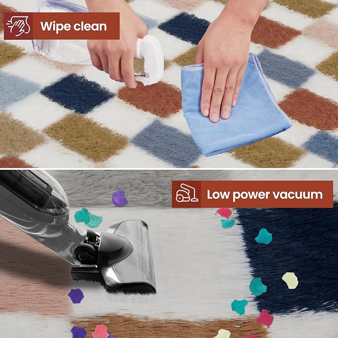 Super Soft Rug for Bedroom, 8x10 Ft Rainbow Area Rug Classic Checkered Shaggy - Image 8